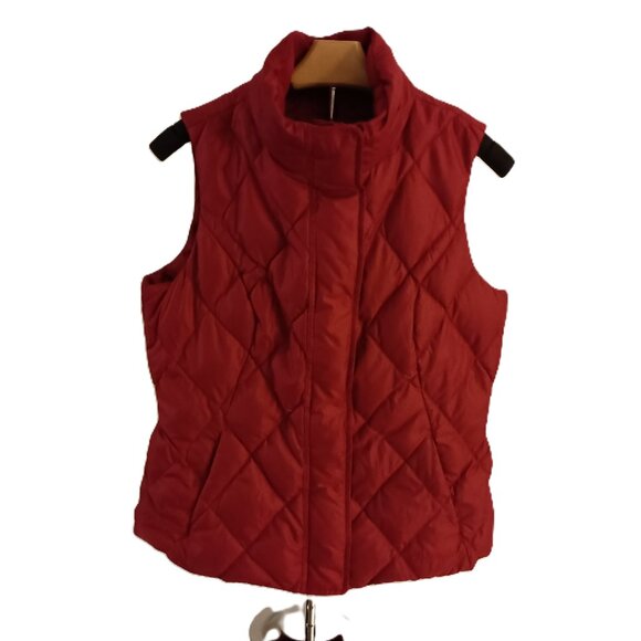 Eddie Bauer Red Quilted Down Fall Winter Outdoor Vest Women’s Size M - Picture 1 of 16